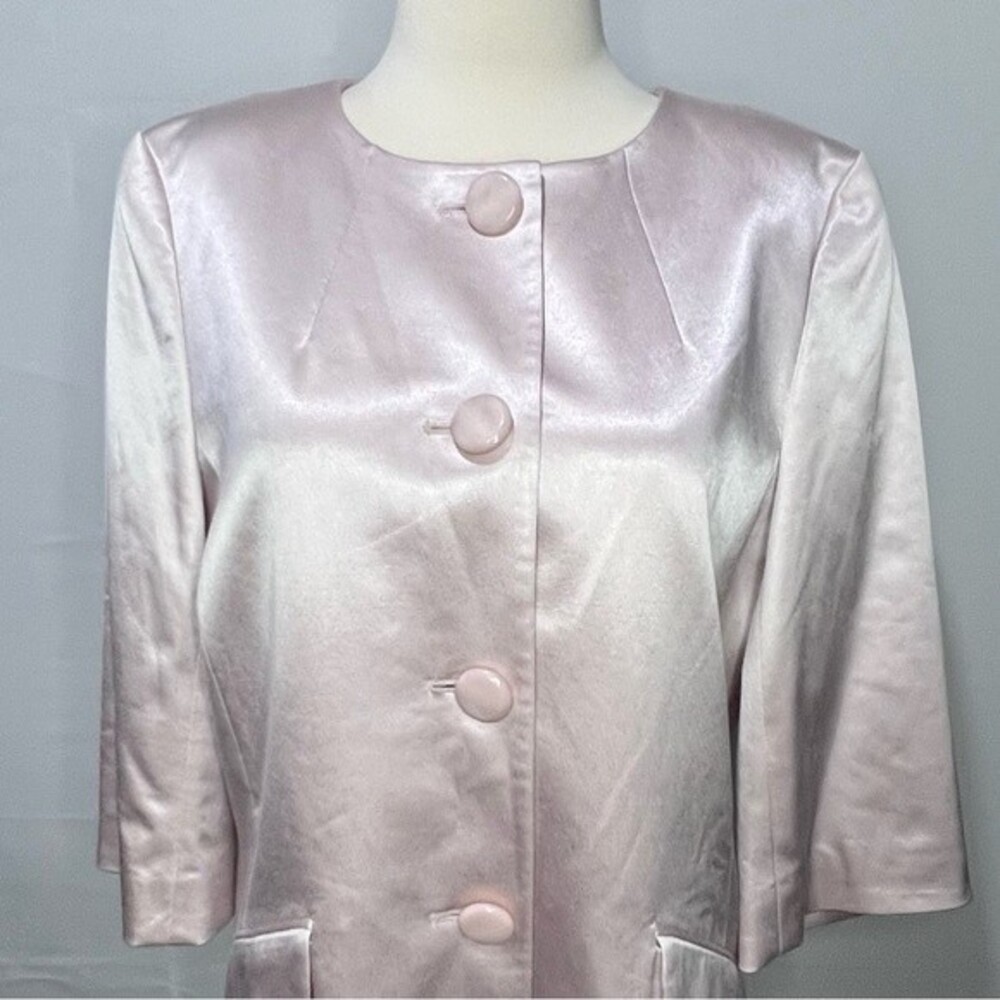 Albert Nipon Blush Sateen Long Collarless Dress S… - image 7